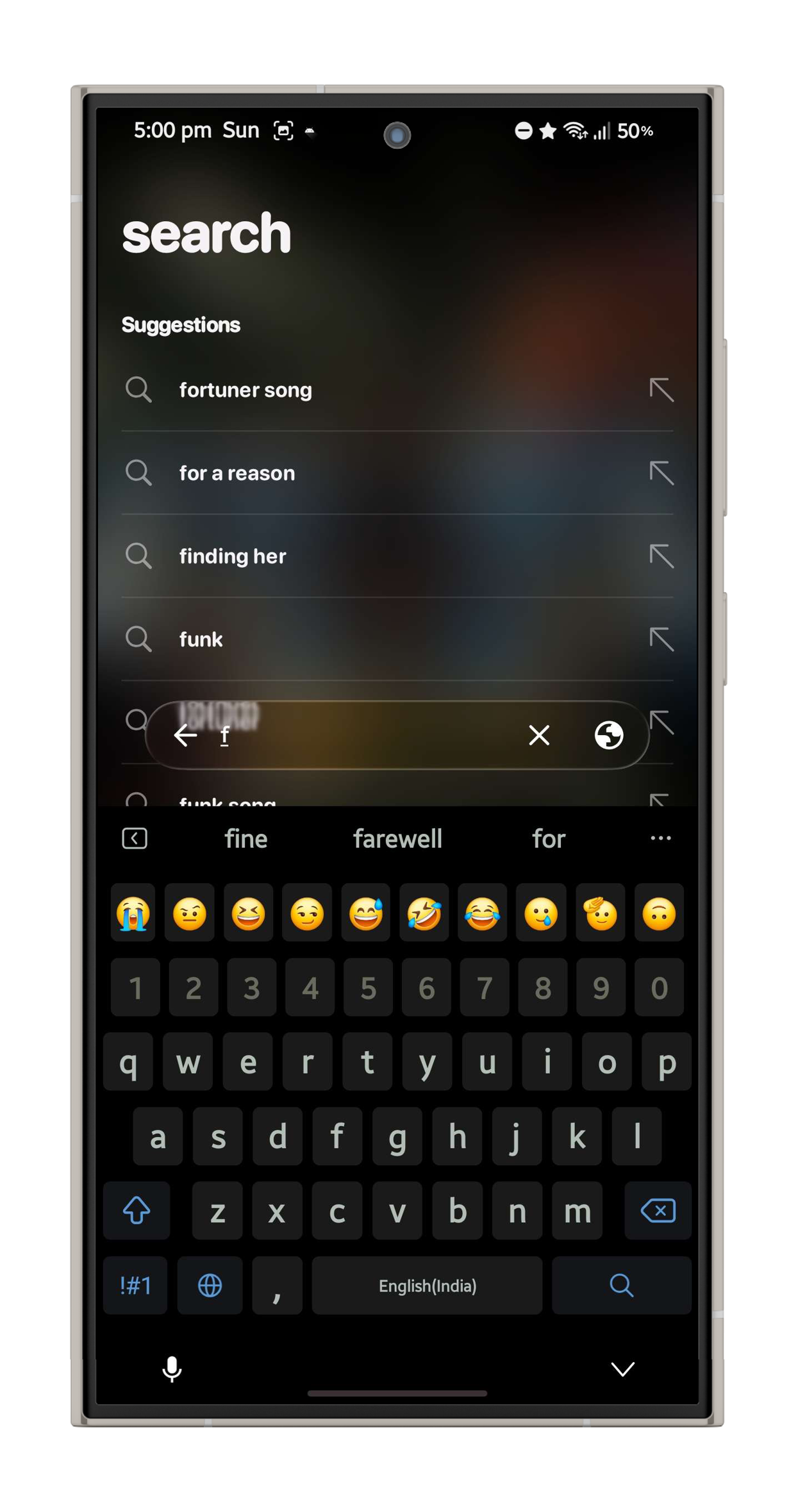 Convx search screen with live suggestions